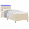 vidaXL LED Box Spring Bed med madras Creme 80 x 200 cm Stof