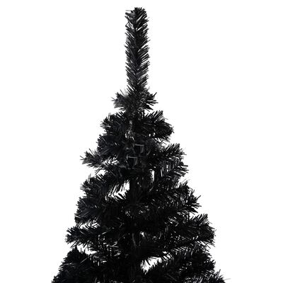 vidaXL kunstigt juletræ med lys og juletræsfod 150 cm PVC sort
