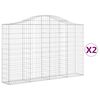 vidaXL buede gabionkurve 2 stk. 200x30x120/140 cm galvaniseret jern