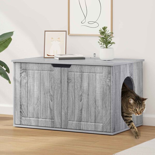 vidaXL Kat Hus Gr&aring; Sonoma 85 x 55 x 50,5 cm Konstrueret tr&aelig;