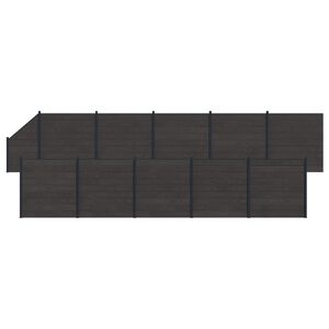vidaXL Hegnss&aelig;t 11 pcs 1830 x 186 cm WPC og Aluminium Sort