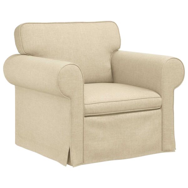 vidaXL Sofa 180cm 2 pcs Creme Metal