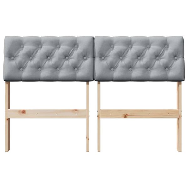 vidaXL Polstret sengegavl Lysegr&aring; 120 cm Massiv fyrretr&aelig;