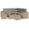 vidaXL Havesofa S&aelig;t med pude 8 pcs Beige polyrattan