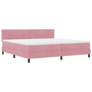 vidaXL LED Box Spring Bed med hovedg&aelig;rde Lyser&oslash;d 200 x 200 cm Fl&oslash;jl