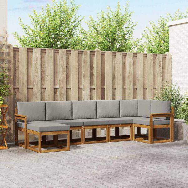 vidaXL Udend&oslash;rs sofagruppe med pude 7 pcs Naturlig og Lys Gr&aring;