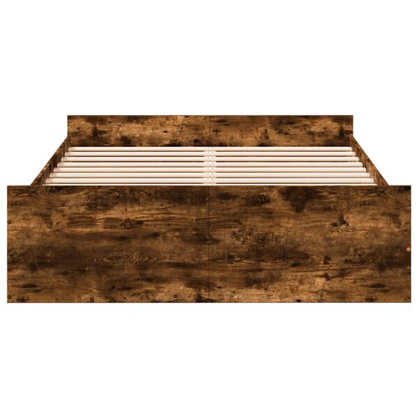 vidaXL sengeramme med skuffer 140x190 cm konstrueret tr&aelig; r&oslash;get eg