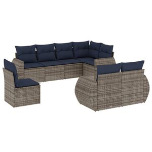 vidaXL havesofas&aelig;t med 8 hynder gr&aring; polyrattan