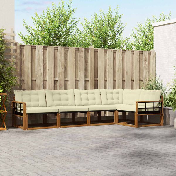 vidaXL Udend&oslash;rs sofagruppe med pude 5 pcs Naturlig og Fl&oslash;de