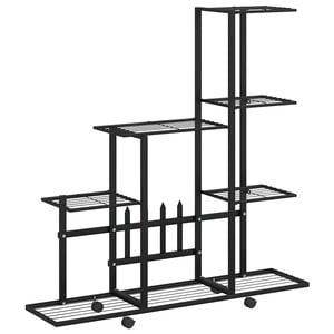 vidaXL blomsterstativ med hjul 94,5x25x92,5 cm metal sort