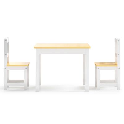 vidaXL bord- og stolesæt til børn 3 dele MDF hvid og beige
