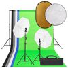 vidaXL fotostudies&aelig;t med lampes&aelig;t + baggrund og reflektor