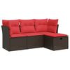 vidaXL sofas&aelig;t til haven 4 dele med hynder polyrattan brun
