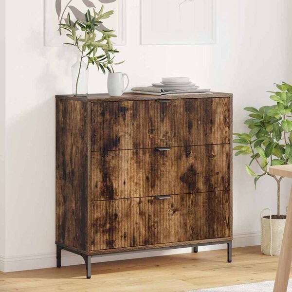 vidaXL Sideboard med skuffe R&oslash;get eg 79,5 x 33 x 82 cm Konstrueret tr&aelig;
