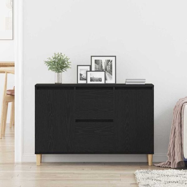 vidaXL Sideboard med skuffe Sort 101 x 35 x 60 cm Konstrueret træ