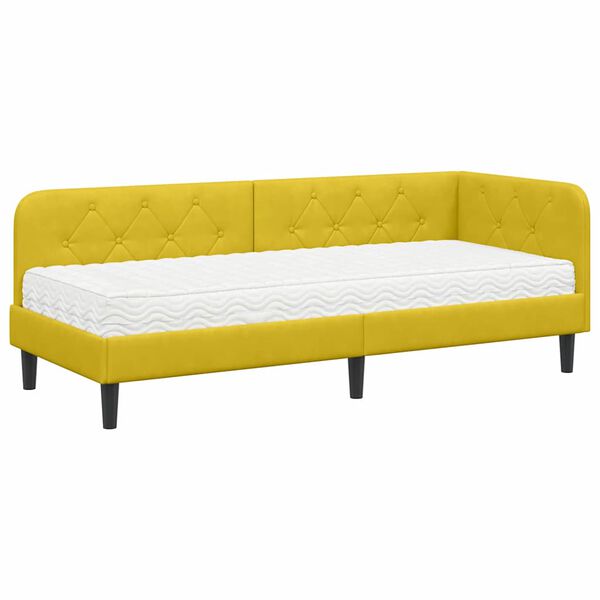 vidaXL Hj&oslash;rnesengramme med madras med hovedg&aelig;rde Gul 80 x 200 cm Fl&oslash;jl