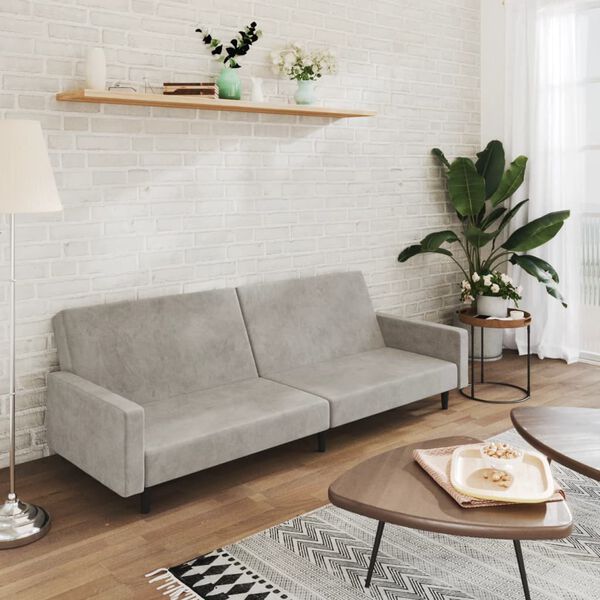 vidaXL 2-personers sovesofa fl&oslash;jl lysegr&aring;