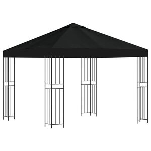 vidaXL Pavillon 3 x 3 m Sort Polyester og St&aring;l 190 gsm