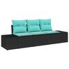 vidaXL Havesofa S&aelig;t 3 stk. Sort og turkis polyrattan