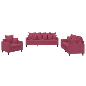 vidaXL sofas&aelig;t 2 dele med hynder velour vinr&oslash;d