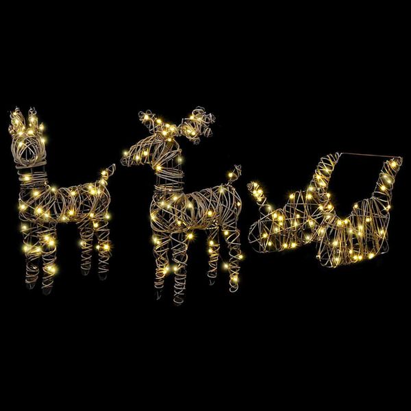 vidaXL Rensdyr Trækker Slæde Varm hvid 52.5 x 28 x 32.5 cm Rattan