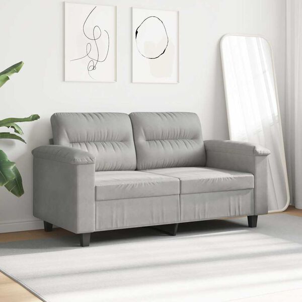 vidaXL 2-personers sofa 120 cm mikrofiberstof lysegr&aring;