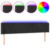 vidaXL sengegavl med LED-lys 203x16x78/88 cm fl&oslash;jl sort