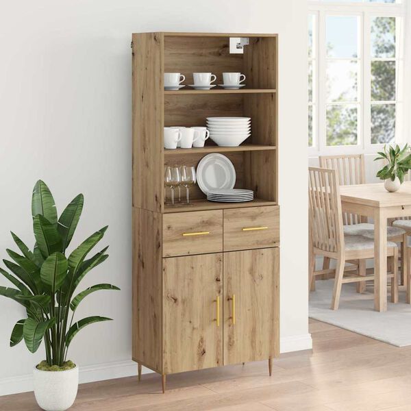 vidaXL Highboard Artisan Egetr&aelig; 69,5 x 34 x 180 cm Konstrueret tr&aelig;