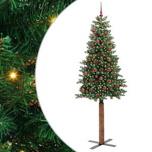 vidaXL Slankt Juletr&aelig; med stativ Gr&oslash;n 210 cm PVC og Massiv Fyrretr&aelig;