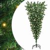 vidaXL Omvendt kunstigt pr&aelig;get juletr&aelig; med kugles&aelig;t Gr&oslash;n 150 cm PVC