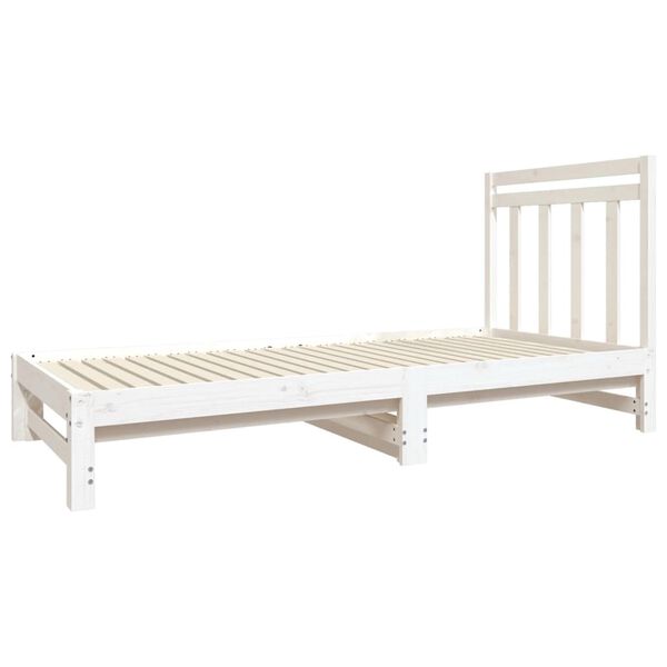 vidaXL daybed med udtr&aelig;k 2x(90x190) cm massivt fyrretr&aelig; hvid