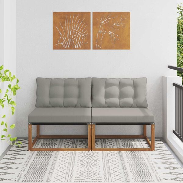 vidaXL 2 Stk Udend&oslash;rs Mellem Sofa Massivt Akacietr&aelig; Naturfarvet