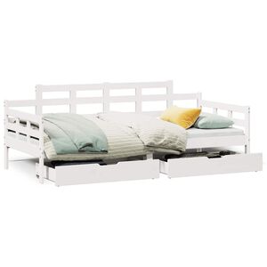 vidaXL daybed med skuffer 90x200 cm massivt fyrretr&aelig; hvid