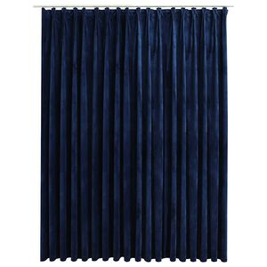 vidaXL m&oslash;rkl&aelig;gningsgardin med kroge 290 x 245 cm fl&oslash;jl m&oslash;rkebl&aring;