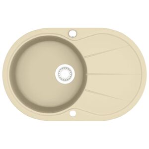 vidaXL k&oslash;kkenvask granit enkelt vask oval beige