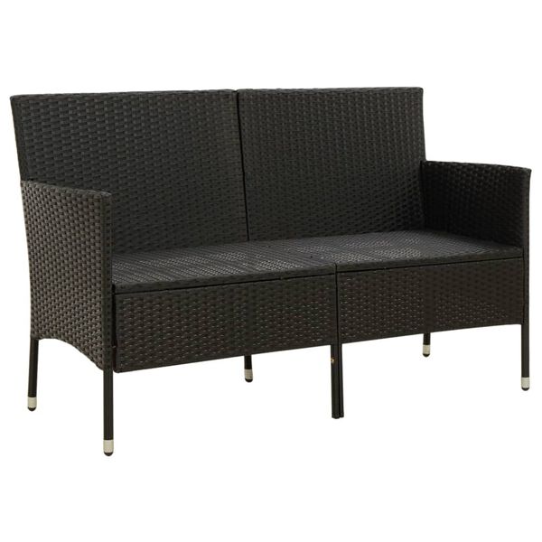 vidaXL 3-personers havesofa med hynder polyrattan sort
