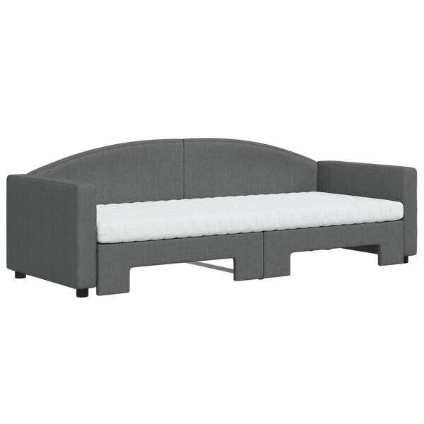 vidaXL daybed med udtræk og madras 80x200 cm stof mørkegrå