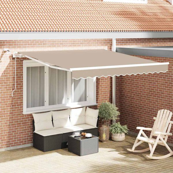 vidaXL Utr&aelig;kkelig Markise Beige 300 x 250 cm Polyester og metal