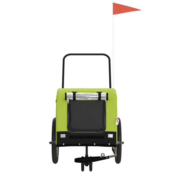 vidaXL hundetrailer til cykel oxfordstof og jern gr&oslash;n og sort