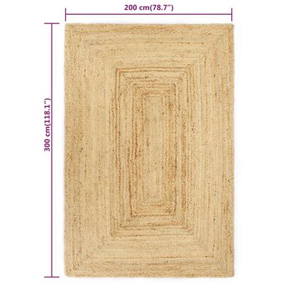 vidaXL håndlavet gulvtæppe 200x300 cm jute