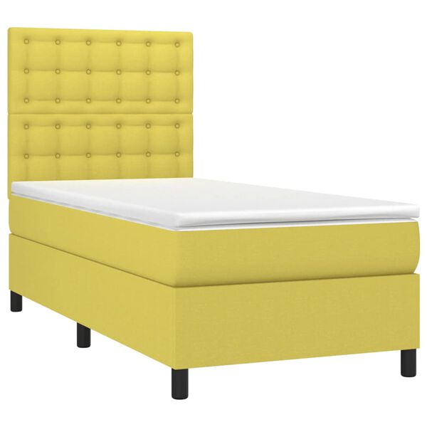 vidaXL kontinentalseng med LED-lys 90x190 cm stof gr&oslash;n