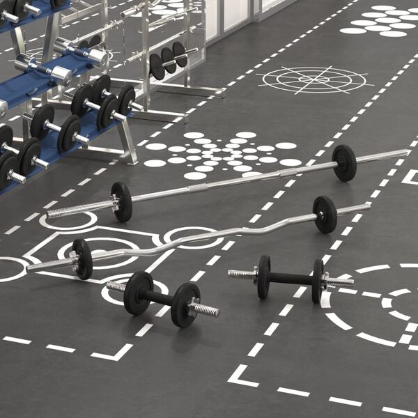 vidaXL s&aelig;t med v&aelig;gtstang og h&aring;ndv&aelig;gte 30 kg st&oslash;bejern