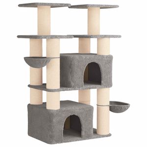 vidaXL Kattetr&aelig; med sisal klatreposter Lysegr&aring; 147 cm 2 stk.
