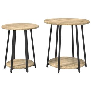 vidaXL Sidebordss&aelig;t 2 stk. Sonoma Eg og Sort 50 x 50 x 51 cm