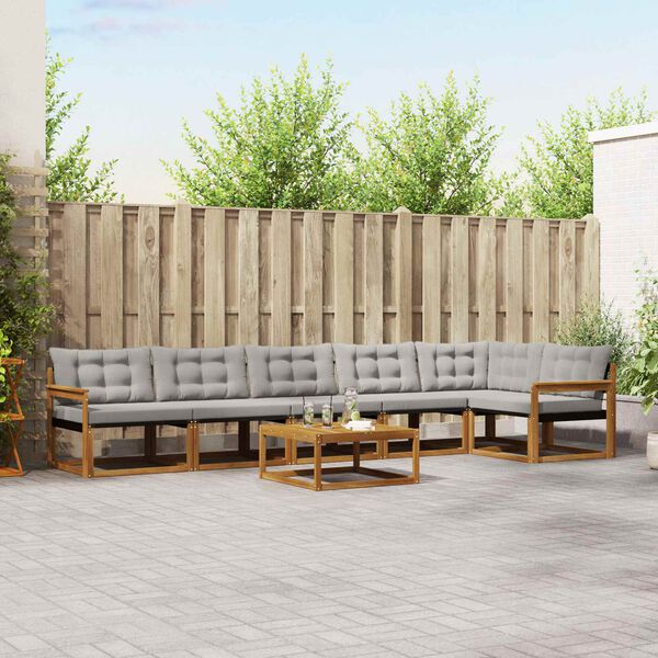 vidaXL Udend&oslash;rs sofagruppe med pude 7 pcs Naturlig og Lys Gr&aring;