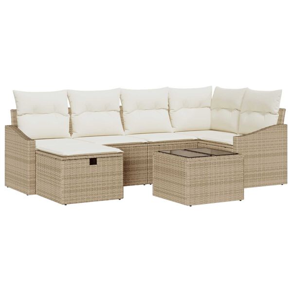 vidaXL Sofa S&aelig;t med pude 6 pcs polyrattan