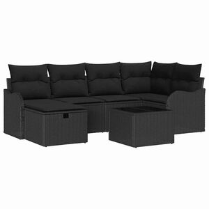 vidaXL Havesofa S&aelig;t 7 stk. 6-Antal s&aelig;der Sort polyrattan