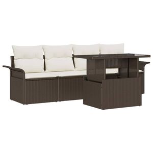 vidaXL Havesofa S&aelig;t med pude 5 pcs Brun polyrattan