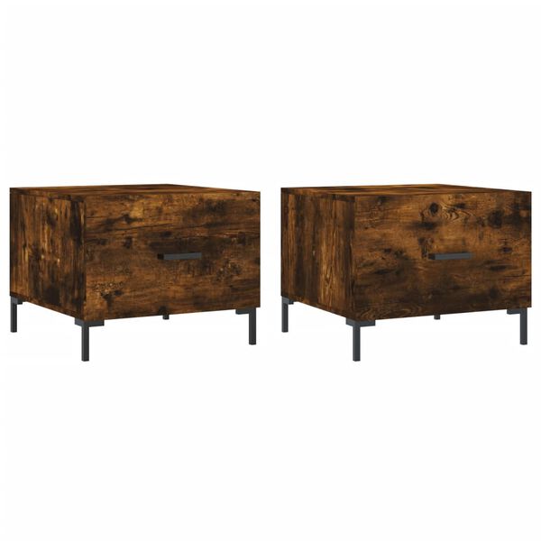 vidaXL sofaborde 2 stk. 50x50x40 cm konstrueret træ røget egetræsfarve