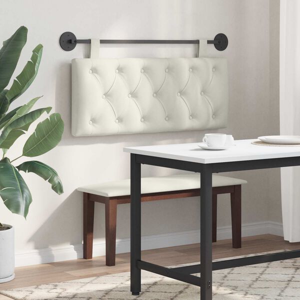 vidaXL H&aelig;ngende Hovedgavl V&aelig;gmonteret Creme 110 x 55 x 7 cm Fl&oslash;jl